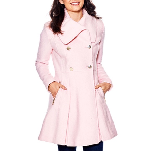 guess pink wool coat